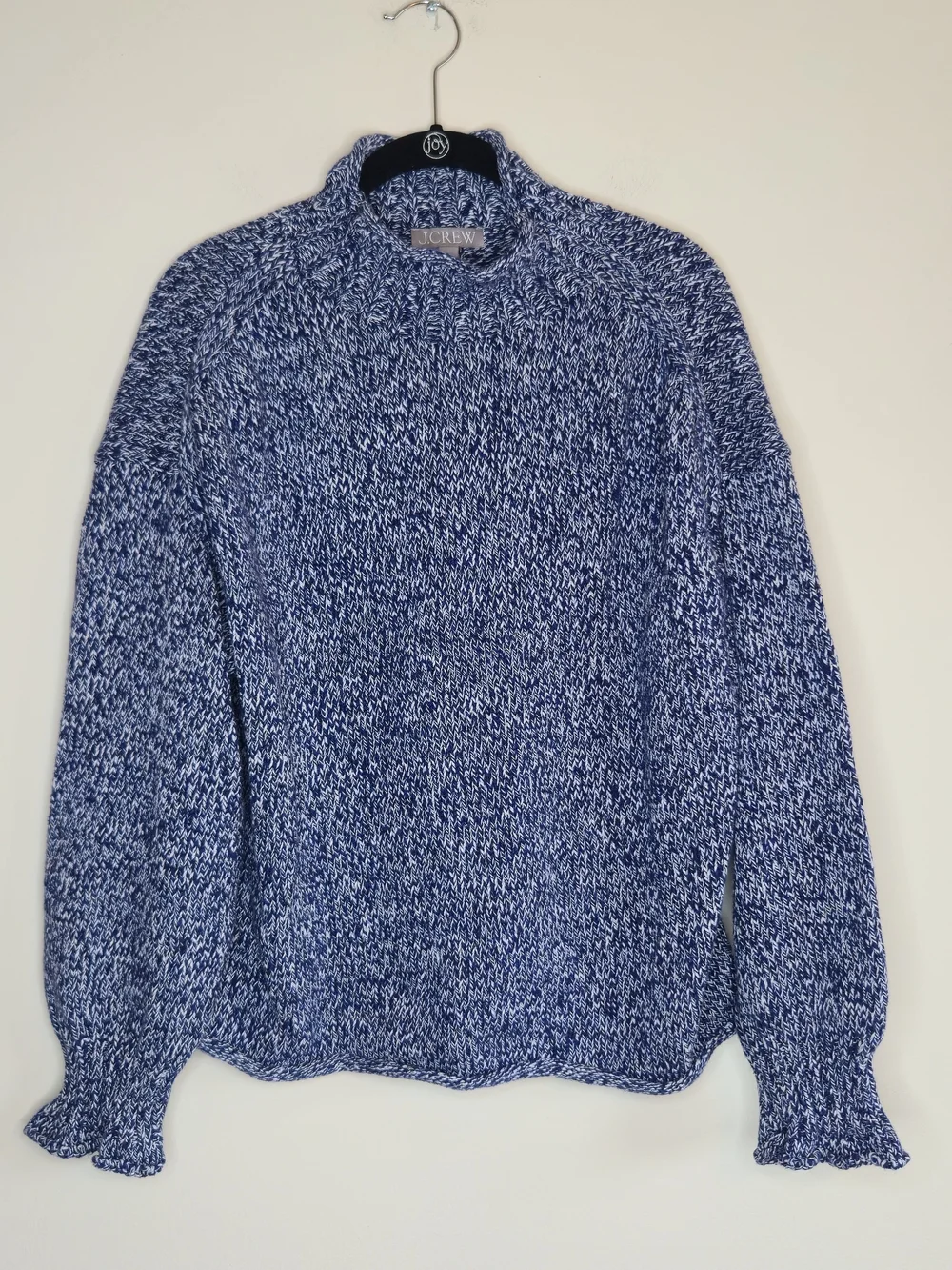 J.crew Rollneck Marled Blue Oversized Rubbed Cuff Sweater 2025